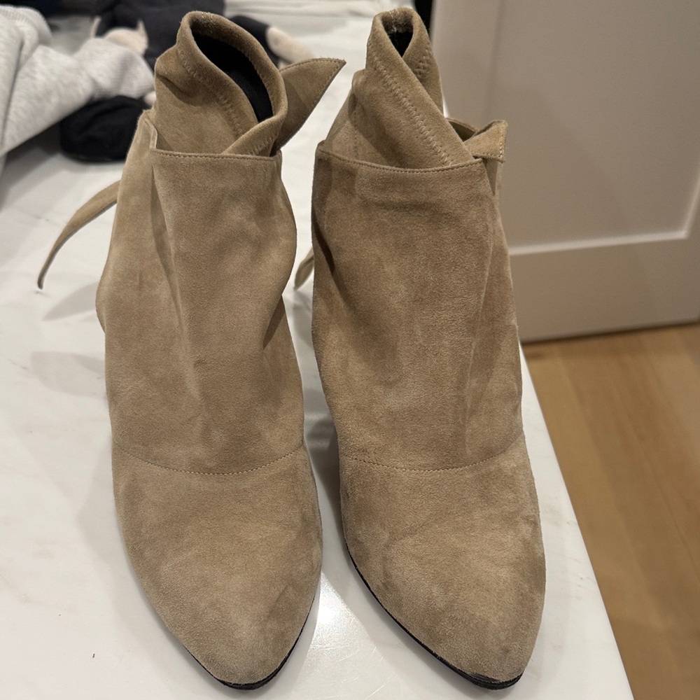Sigerson Morrison Taupe Suede Ankle Booties